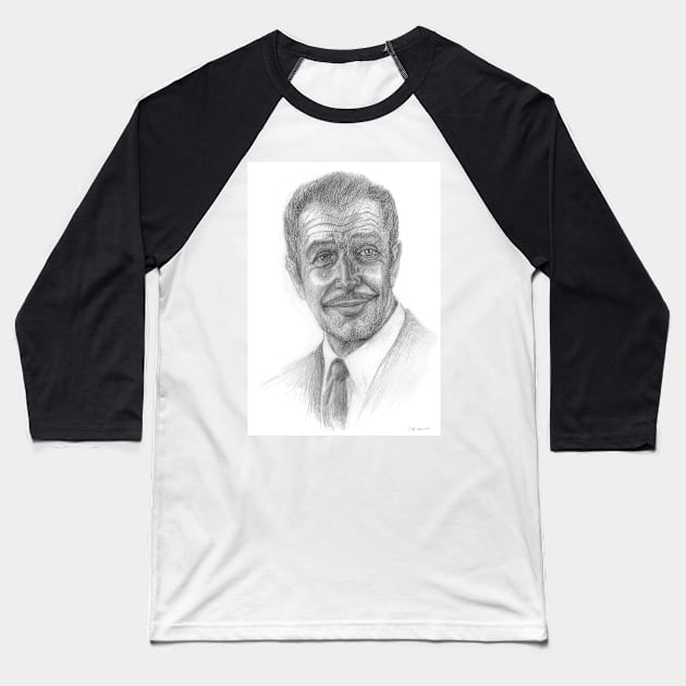 Vincent Price Horror Portrait Baseball T-Shirt by AnnabelleLecter